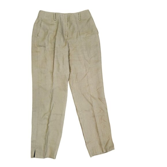 Retro Talbots Irish Linen Pants Lined Tapered 90s Ankle Tan Minimalist Old Money - Picture 2 of 14